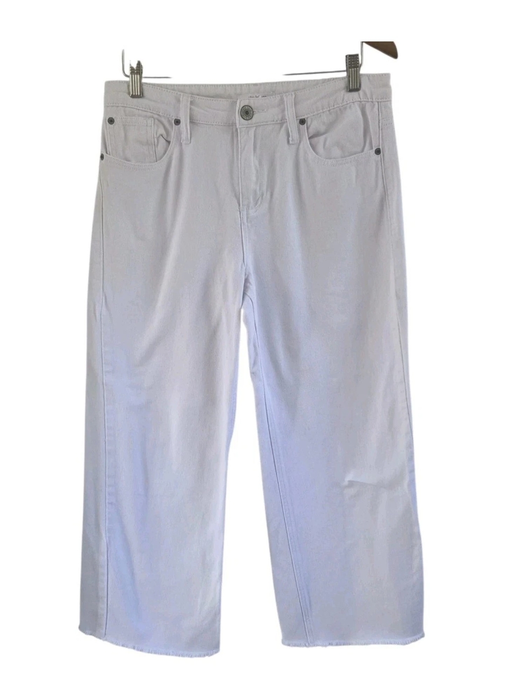 Sts Blue White Margo High Rise Ankle Cropped Wide Leg Raw Hem Womens Size 28